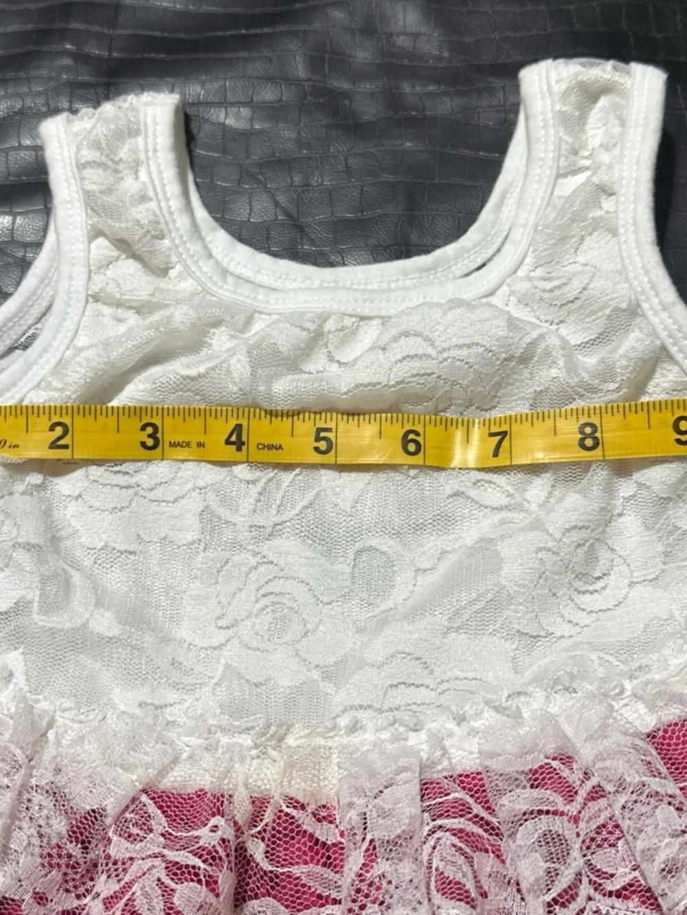 White Lace & Hot Pink Rosette Toddler Dress - 2T